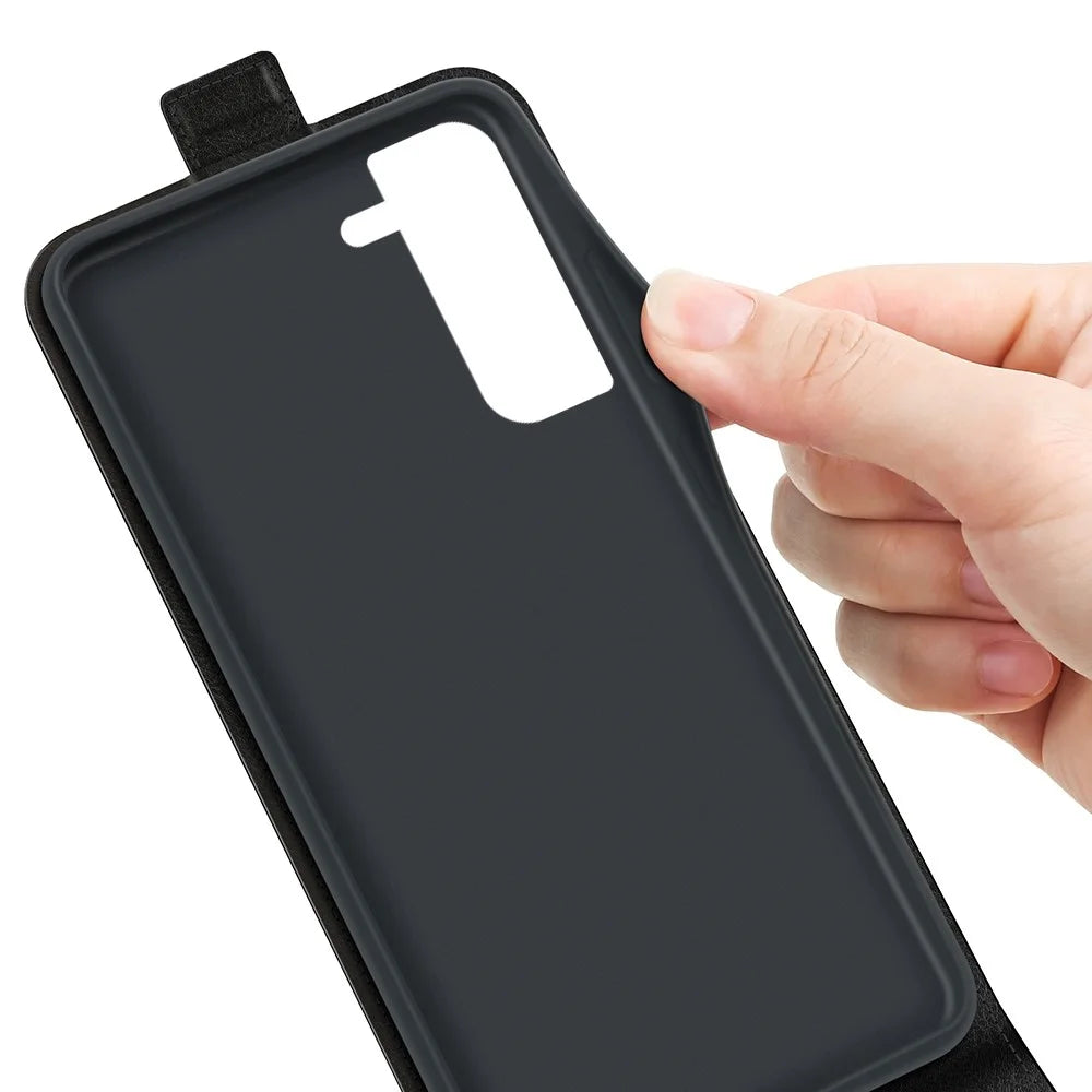For Samsung Galaxy S23+ Anti-scratch PU Leather Phone Case Magnetic Closure Vertical Flip Crazy Horse Texture Card Holder Phone Shell - Black - 2