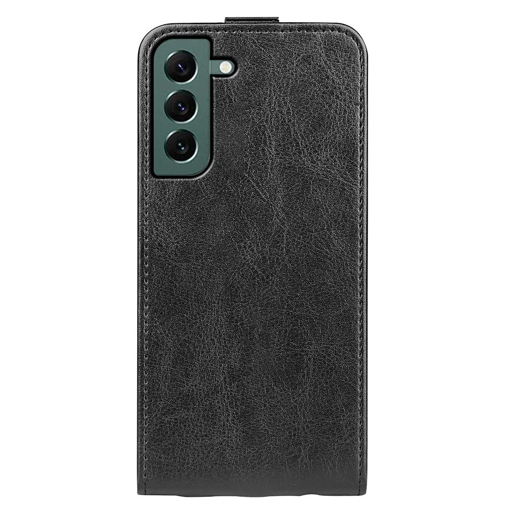 For Samsung Galaxy S23+ Anti-scratch PU Leather Phone Case Magnetic Closure Vertical Flip Crazy Horse Texture Card Holder Phone Shell - Black - 5