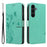 For Samsung Galaxy S25 FE PU Leather Cases Flower Pattern Wallet Stand Phone Cover with Strap - Green - 1
