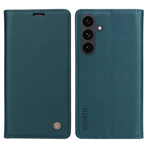 YIKATU For Samsung Galaxy S25 FE Phone Cases  Magnetic Closure PU Leather Mobile Cover - Green - 1