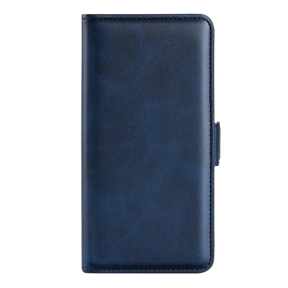 For Samsung Galaxy S23+ Calf Texture PU Leather Dual Magnetic Clasp Phone Case Anti-scratch Stand Wallet Cover - Blue - 5