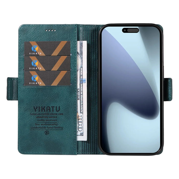 YIKATU For iPhone 18 Pro / 17 Pro Case  YK-007 Litchi Texture PU Leather Wallet Phone Cover - Blue - 2