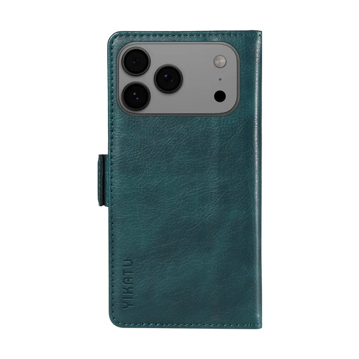 YIKATU For iPhone 18 Pro Max / 17 Pro Max Case  YK-007 Litchi Texture PU Leather Wallet Phone Cover - Blue - 7