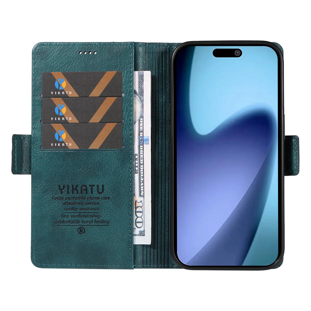 YIKATU For iPhone Air Case  YK-007 Litchi Texture PU Leather Wallet Phone Cover - Blue - 2