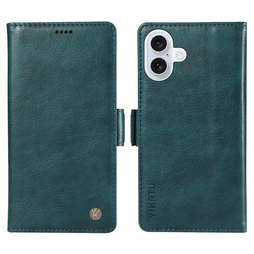 YIKATU For iPhone 17 Case  YK-007 Litchi Texture PU Leather Wallet Phone Cover - Blue - 1