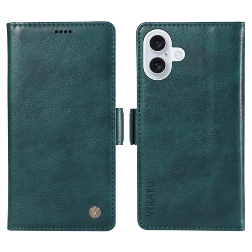 YIKATU For iPhone 17 Case  YK-007 Litchi Texture PU Leather Wallet Phone Cover - Blue - 1
