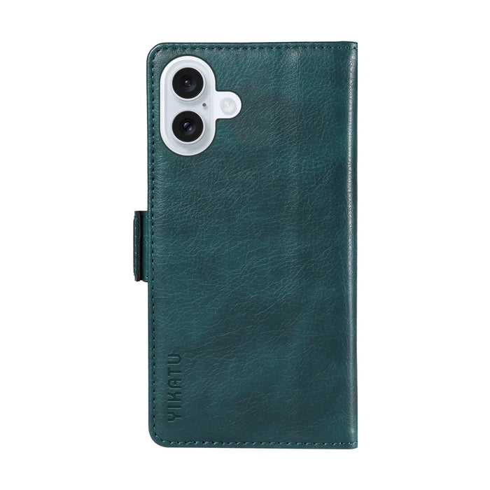 YIKATU For iPhone 17 Case  YK-007 Litchi Texture PU Leather Wallet Phone Cover - Blue - 7