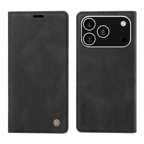 YIKATU For iPhone 18 Pro / 17 Pro Leather Cover  YK-004 Skin-Touch Wallet Phone Cases - Black - 1