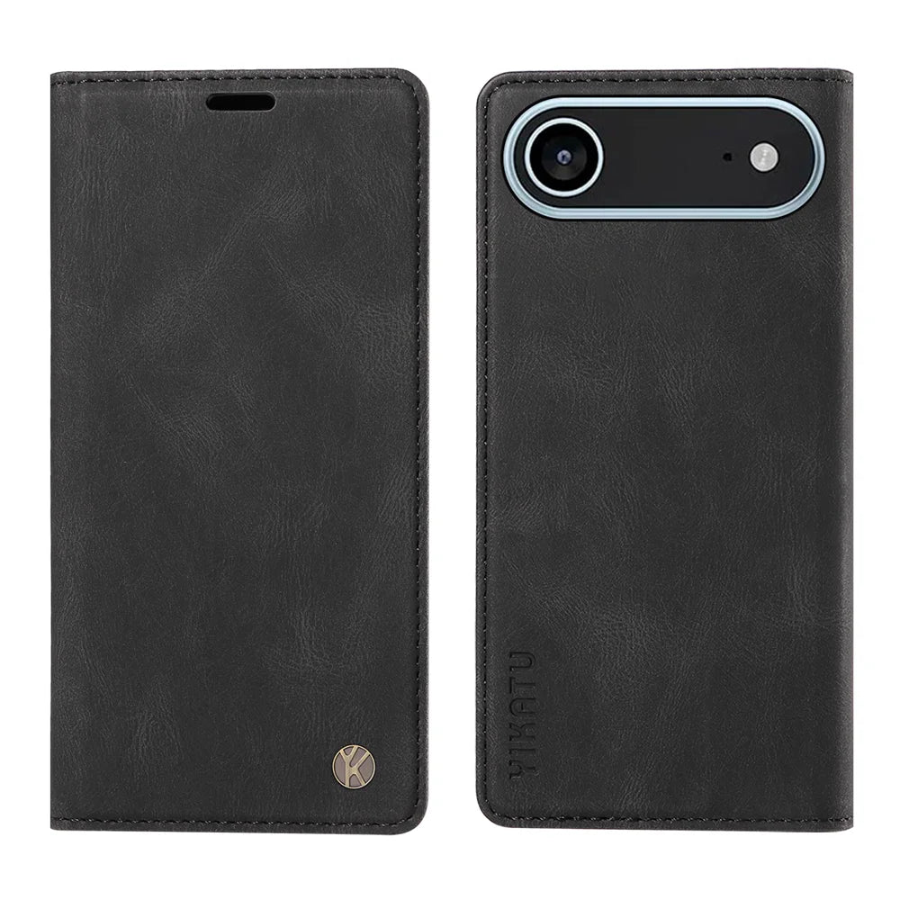 YIKATU For iPhone Air Leather Cover  YK-004 Skin-Touch Wallet Phone Cases - Black - 1