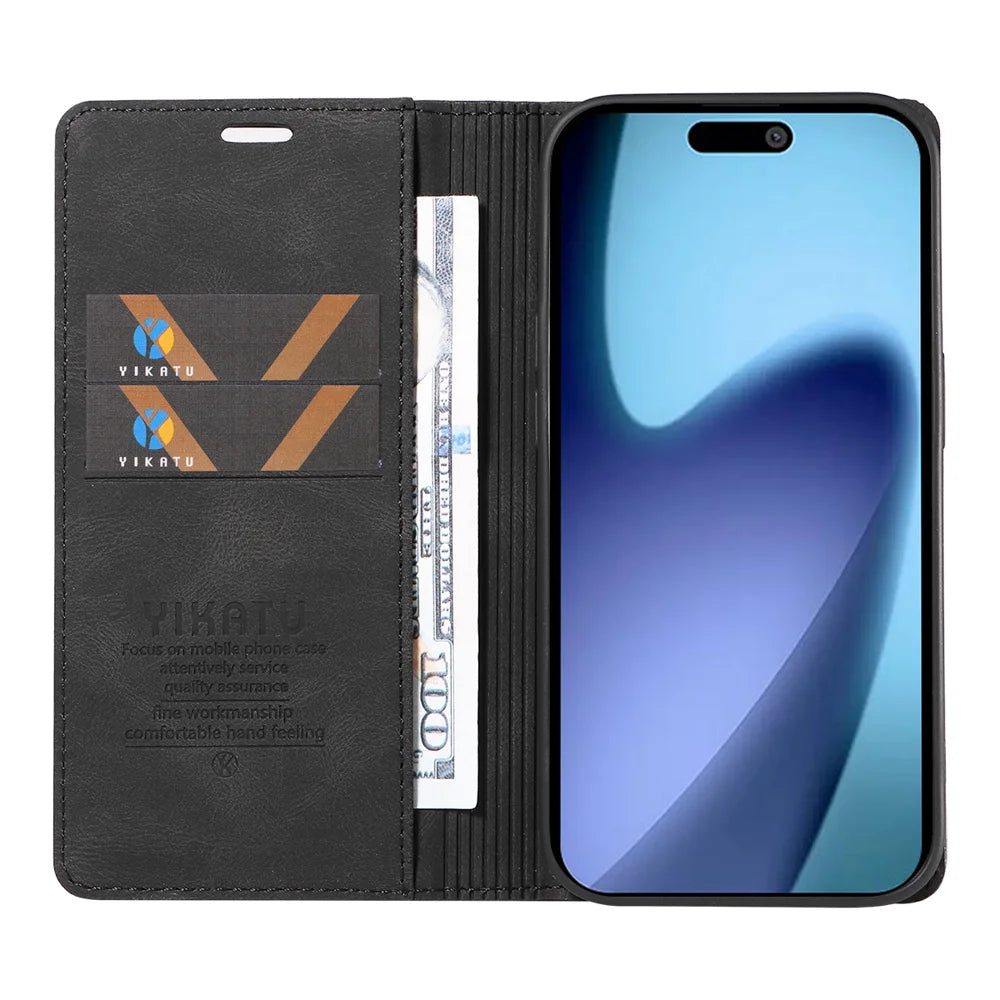YIKATU For iPhone Air Leather Cover  YK-004 Skin-Touch Wallet Phone Cases - Black - 2