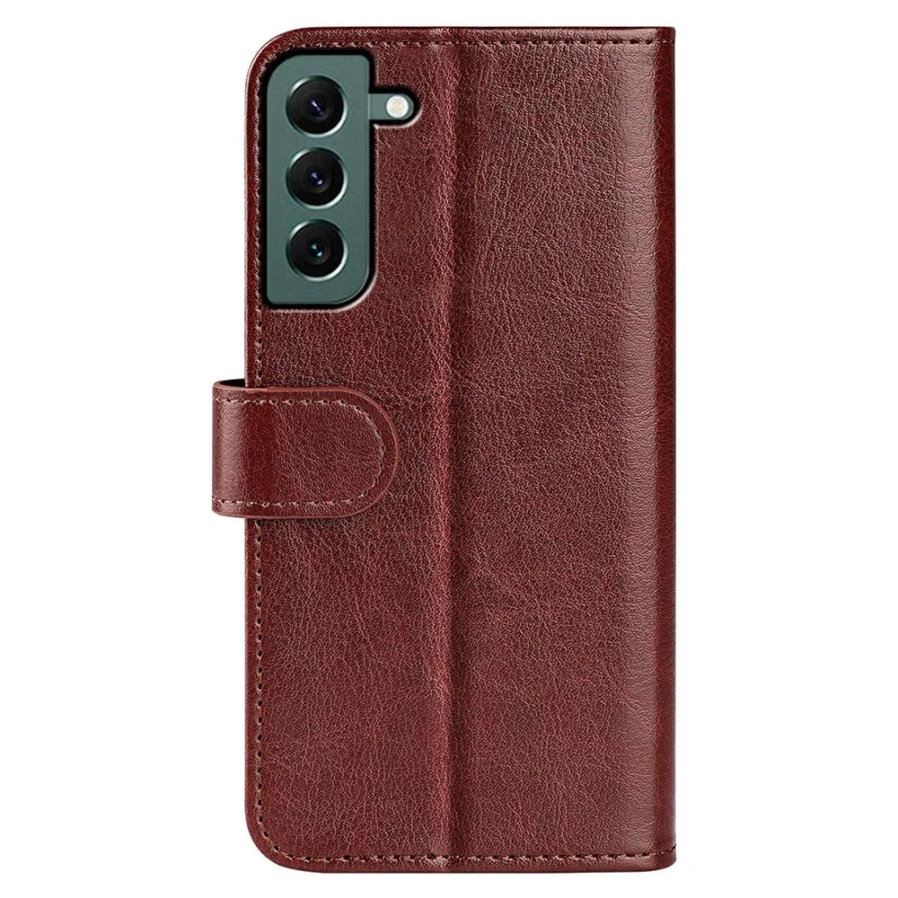 PU Leather Phone Cover for Samsung Galaxy S23+, Crazy Horse Texture Shockproof Case with Stand Wallet - Brown - 6