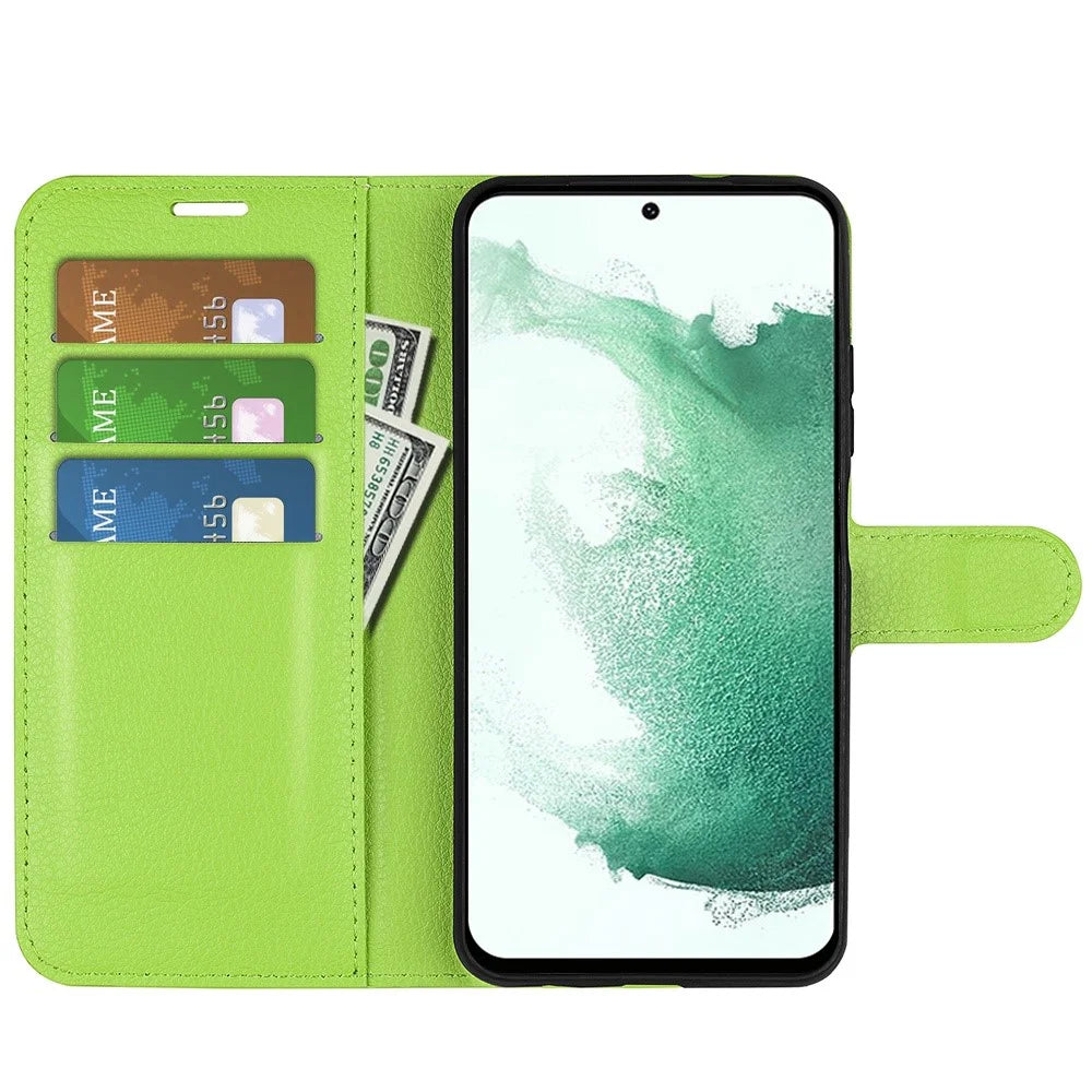 For Samsung Galaxy S23+ Full Protection Case Flip Stand Wallet Anti-scratch Litchi Texture PU Leather Phone Cover - Green - 2