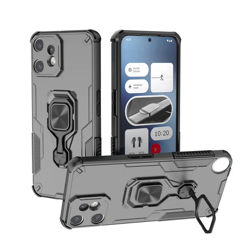 WANLONFENG For Nothing CMF Phone 2 Pro Phone Case  PC TPU Back Cover Kickstand with Tempered Glass - Black - 2
