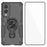 WANLONFENG For Samsung Galaxy S25 Edge Phone Case  PC TPU Back Cover Kickstand with Tempered Glass - Black - 1