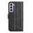 For Samsung Galaxy S23 Calf Texture PU Leather Folio Flip Case Square Magnetic Clasp Phone Stand Wallet Cover - Black - 6