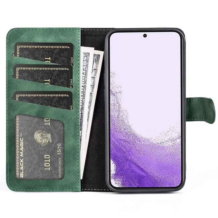 For Samsung Galaxy S23 Shockproof PU Leather Case Color Splicing Folio Flip Stand Wallet Protective Phone Cover - Green - 2