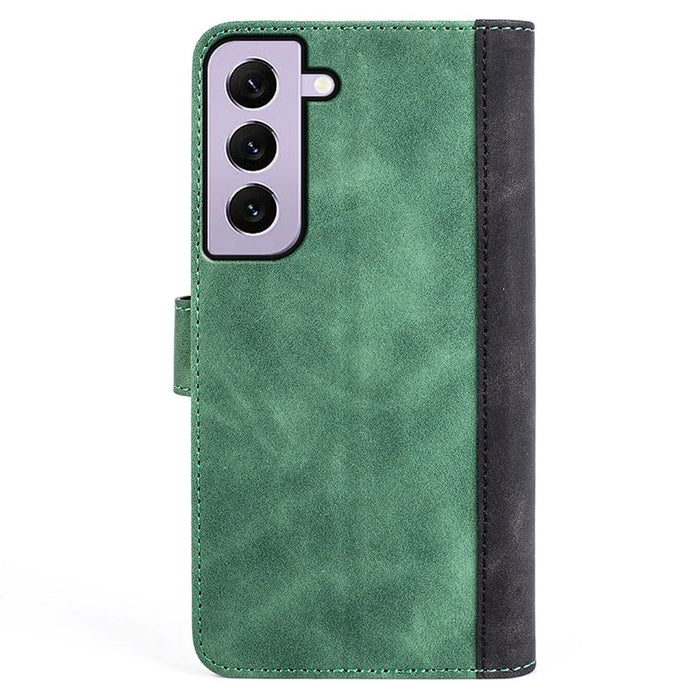For Samsung Galaxy S23 Shockproof PU Leather Case Color Splicing Folio Flip Stand Wallet Protective Phone Cover - Green - 7