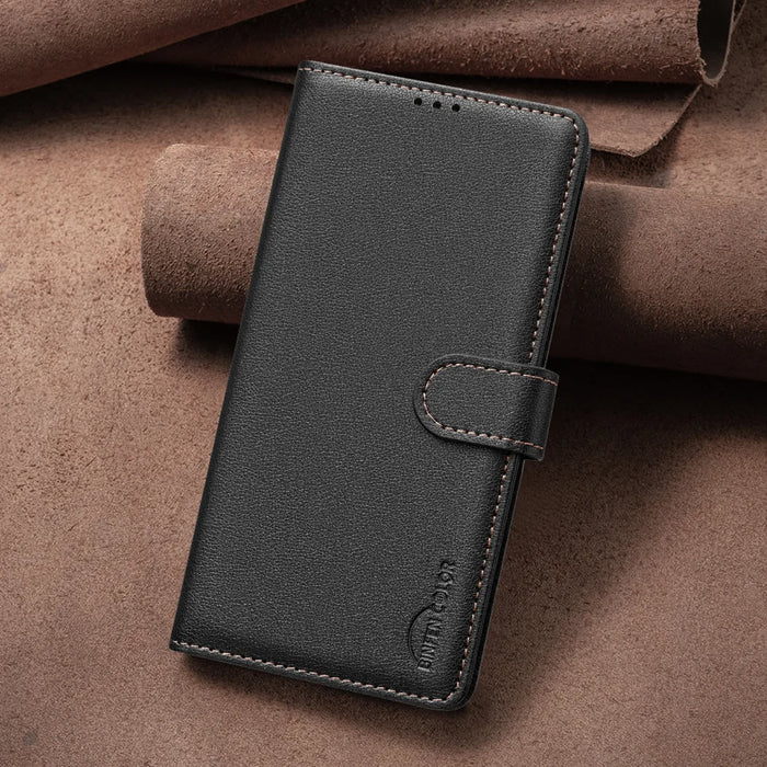 BINFEN COLOR For Samsung Galaxy M36 5G Leather Case  BF32 Wallet RFID Blocking Phone Cover - Black - 7