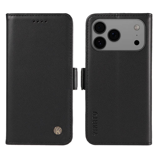 YIKATU For iPhone 18 Pro Max / 17 Pro Max Wallet Phone Case  YK-003 Leather Stand Cover -  Black - 1