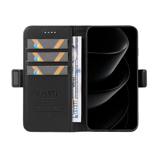 YIKATU For iPhone 18 Pro Max / 17 Pro Max Wallet Phone Case  YK-003 Leather Stand Cover -  Black - 2