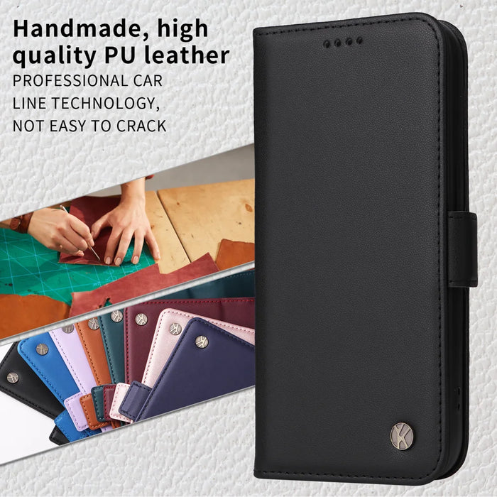 YIKATU For iPhone 18 Pro Max / 17 Pro Max Wallet Phone Case  YK-003 Leather Stand Cover -  Black - 3