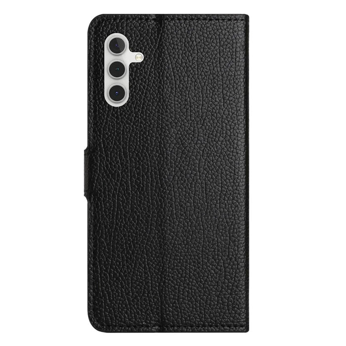 For Samsung Galaxy S25 FE Case PU Leather Wallet Phone Cover Litchi Texture, Black - 5