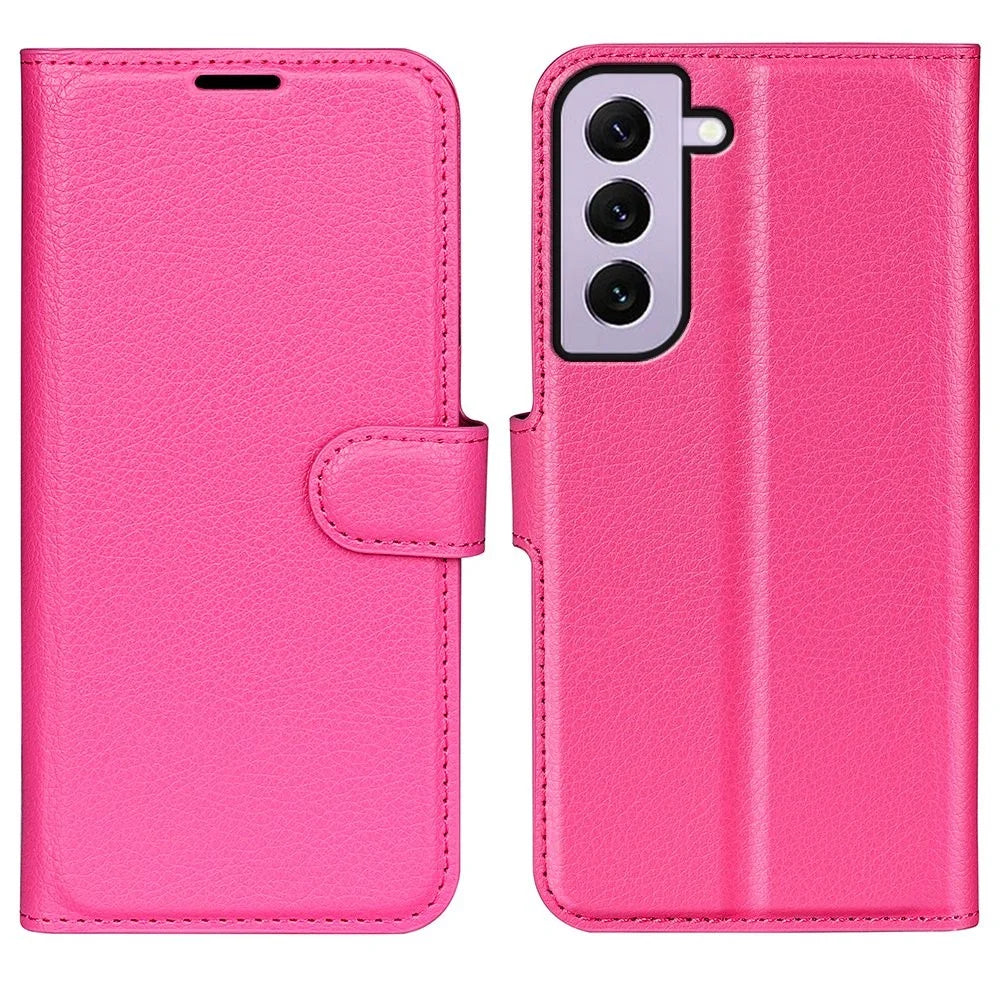For Samsung Galaxy S23 Anti-scratch Litchi Texture PU Leather Full Protection Case Flip Stand Wallet Phone Cover - Rose - 1