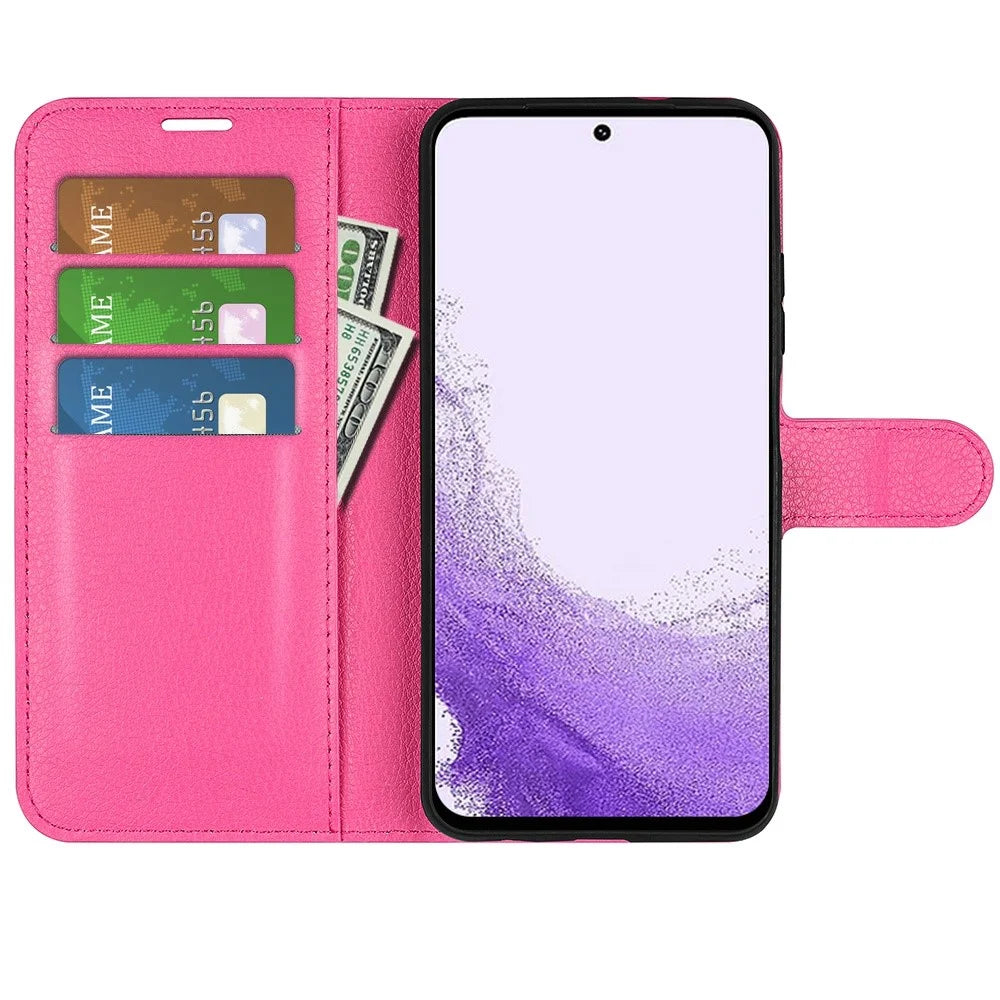 For Samsung Galaxy S23 Anti-scratch Litchi Texture PU Leather Full Protection Case Flip Stand Wallet Phone Cover - Rose - 2