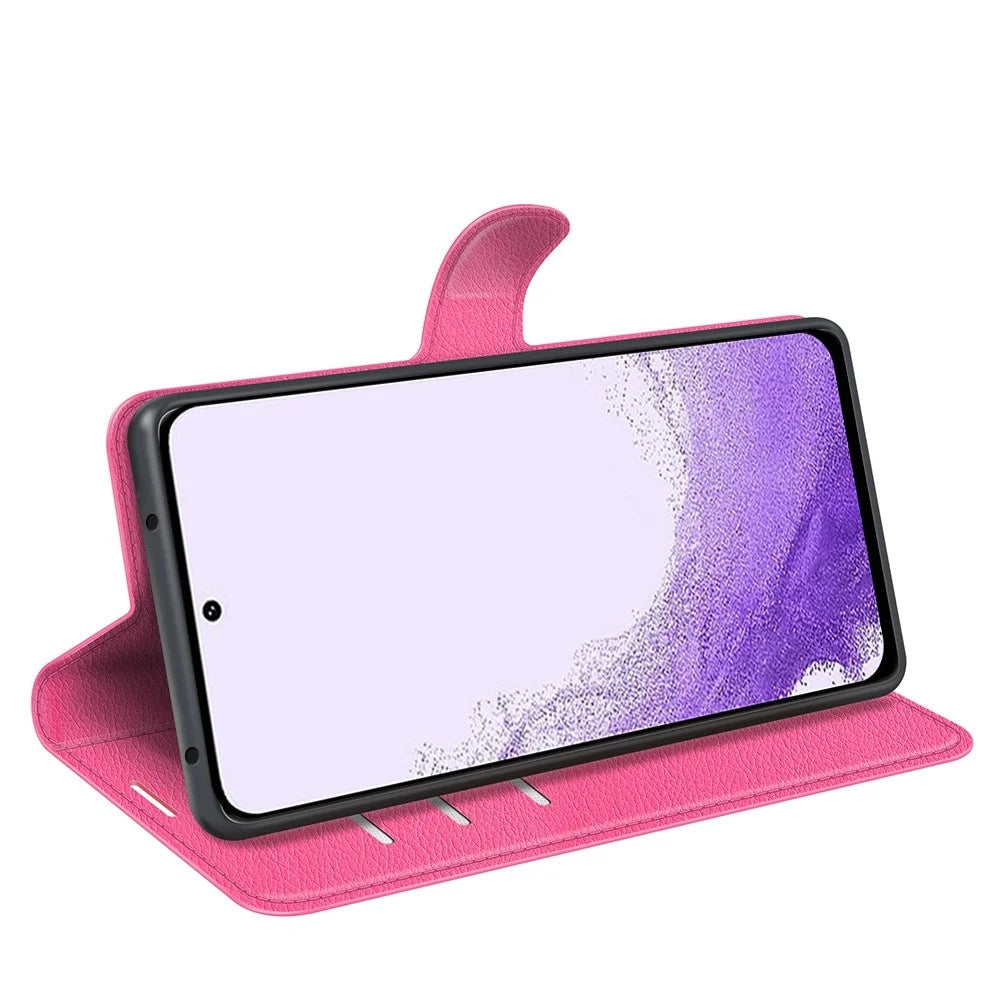 For Samsung Galaxy S23 Anti-scratch Litchi Texture PU Leather Full Protection Case Flip Stand Wallet Phone Cover - Rose - 3