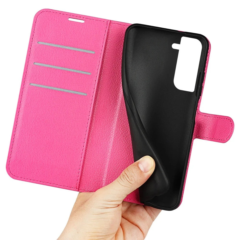 For Samsung Galaxy S23 Anti-scratch Litchi Texture PU Leather Full Protection Case Flip Stand Wallet Phone Cover - Rose - 4