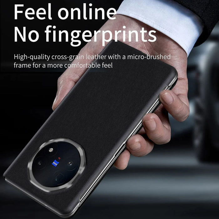 For vivo X Fold5 5G Case View Window PU Leather Stand Smart Phone Cover - Black - 4
