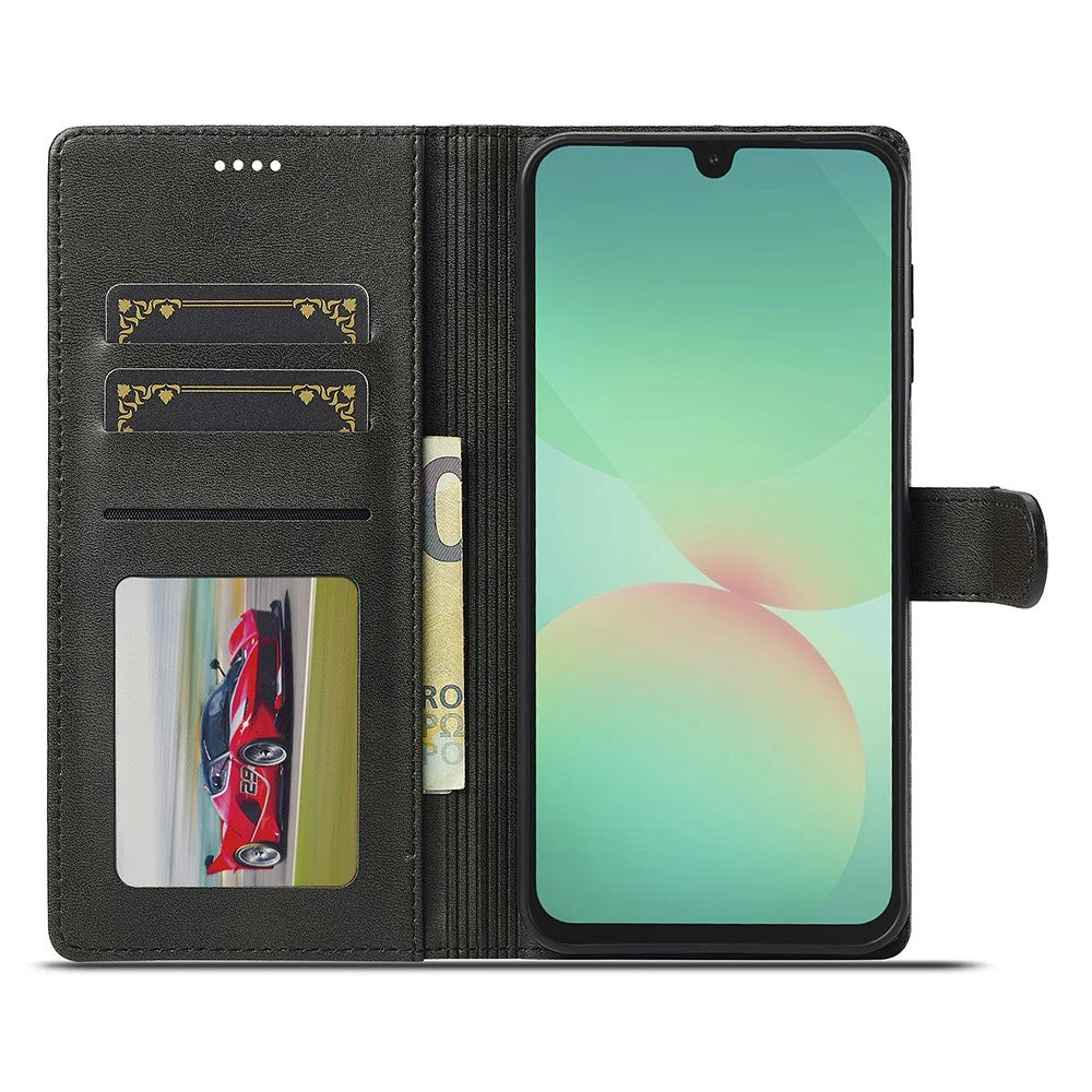 LC.IMEEKE For Samsung Galaxy A17 5G / A17 4G Case Calf Texture PU Leather Stand Wallet Phone Cover - Black - 2