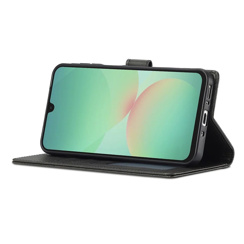 LC.IMEEKE For Samsung Galaxy A17 5G / A17 4G Case Calf Texture PU Leather Stand Wallet Phone Cover - Black - 3