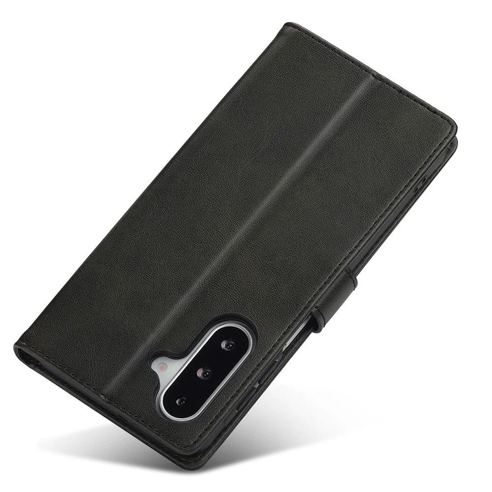 LC.IMEEKE For Samsung Galaxy A17 5G / A17 4G Case Calf Texture PU Leather Stand Wallet Phone Cover - Black - 4
