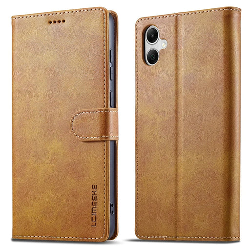 LC.IMEEKE For Samsung Galaxy A07 4G Case Calf Texture PU Leather Stand Wallet Phone Cover - Yellow - 1