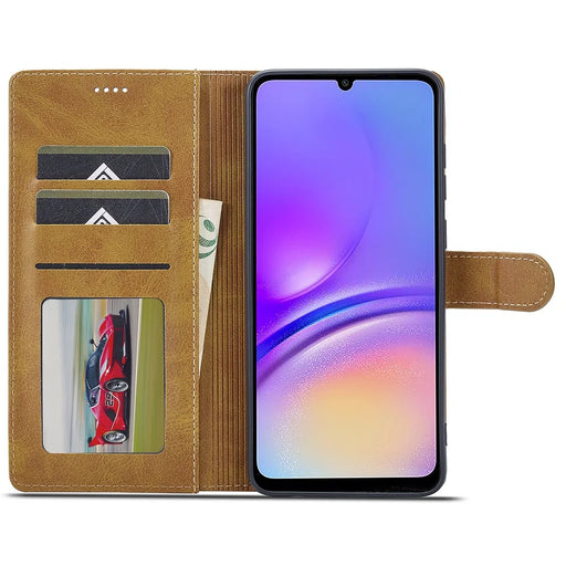 LC.IMEEKE For Samsung Galaxy A07 4G Case Calf Texture PU Leather Stand Wallet Phone Cover - Yellow - 2