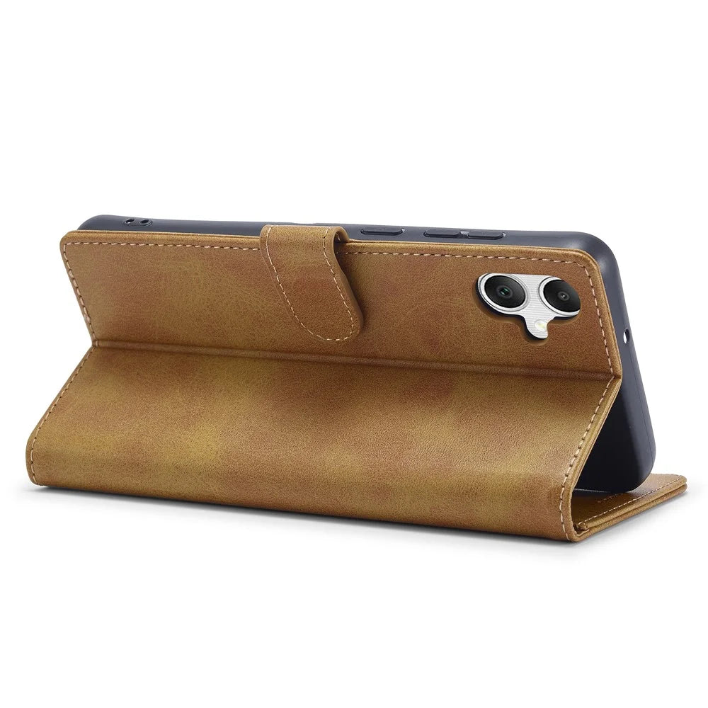 LC.IMEEKE For Samsung Galaxy A07 4G Case Calf Texture PU Leather Stand Wallet Phone Cover - Yellow - 3