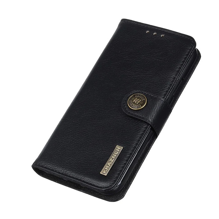 KHAZNEH For Samsung Galaxy S25 FE Wallet Case Cowhide Texture Leather Flip Phone Cover - Black - 4