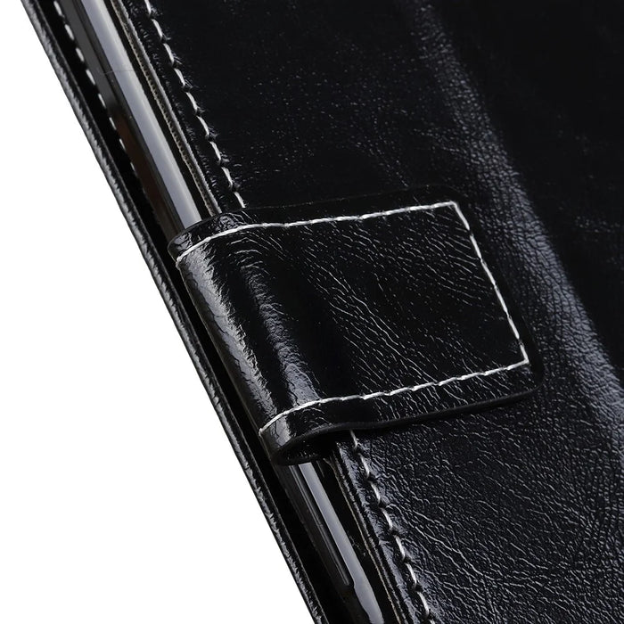 For Samsung Galaxy S25 FE Case Wallet Leather Phone Cover Crazy Horse Texture - Black - 4