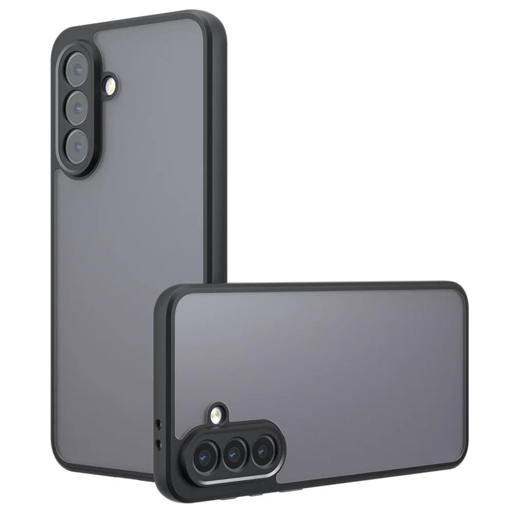 For Samsung Galaxy A36 5G Case Skin-Touch TPU + PC Matte Phone Back Cover, Transparent Black - 1
