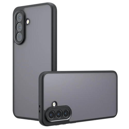 For Samsung Galaxy A36 5G Case Skin-Touch TPU + PC Matte Phone Back Cover, Transparent Black - 1