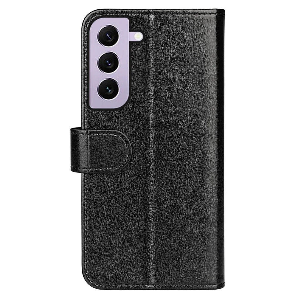 For Samsung Galaxy S23 PU Leather Stand Wallet Case Crazy Horse Texture Folio Flip Anti-scratch Phone Cover - Black - 6