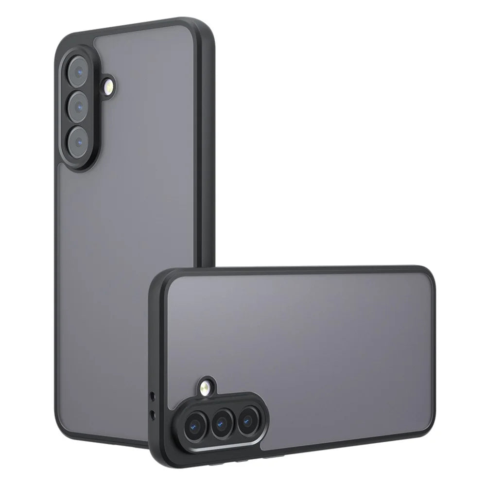 For Samsung Galaxy A26 5G Case Skin-Touch TPU + PC Matte Phone Back Cover, Transparent Black - 1