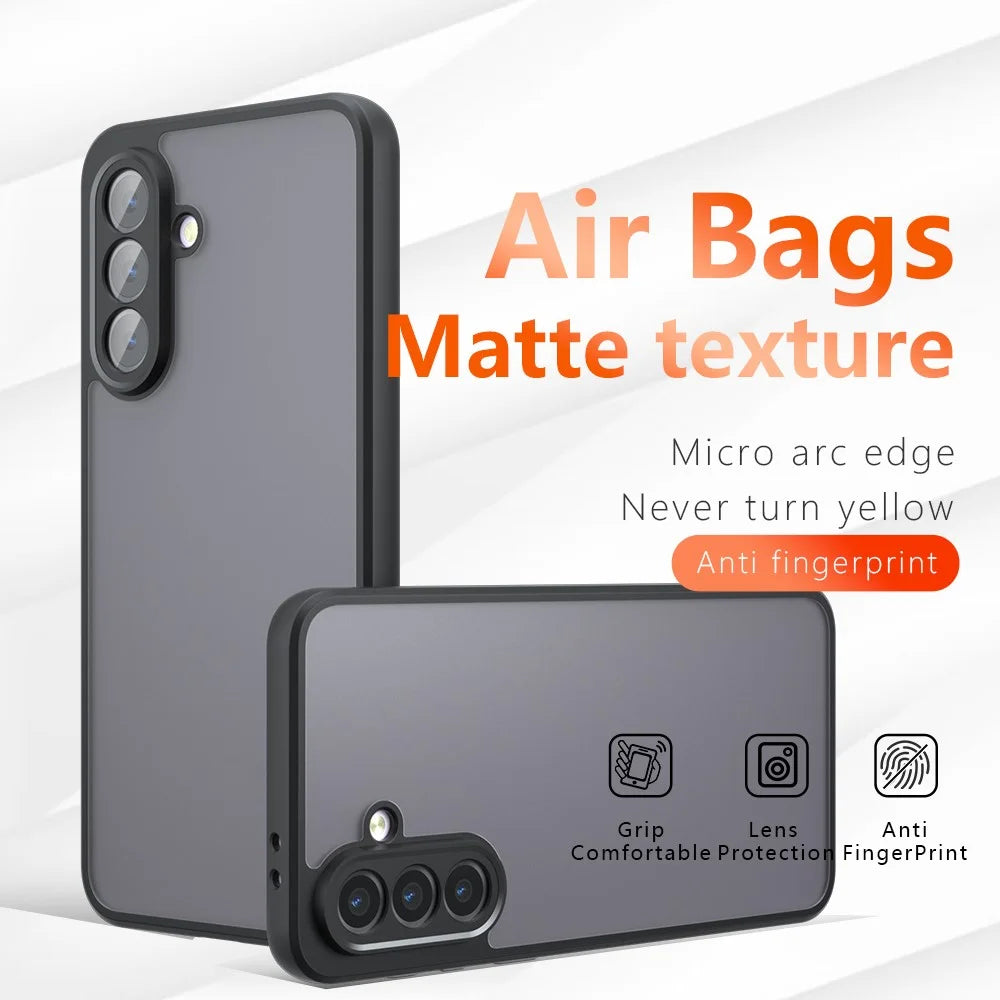 For Samsung Galaxy A26 5G Case Skin-Touch TPU + PC Matte Phone Back Cover, Transparent Black - 3