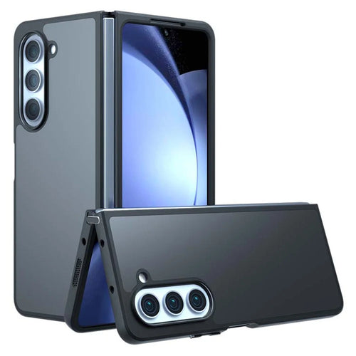 For Samsung Galaxy Z Fold5 5G Case Skin-Touch TPU + PC Matte Phone Back Cover, Transparent Black - 1