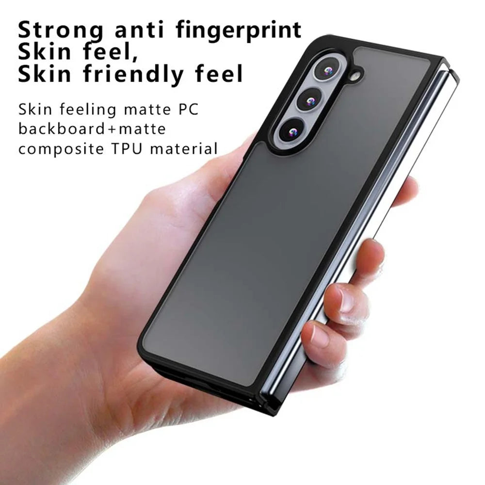 For Samsung Galaxy Z Fold5 5G Case Skin-Touch TPU + PC Matte Phone Back Cover, Transparent Black - 2