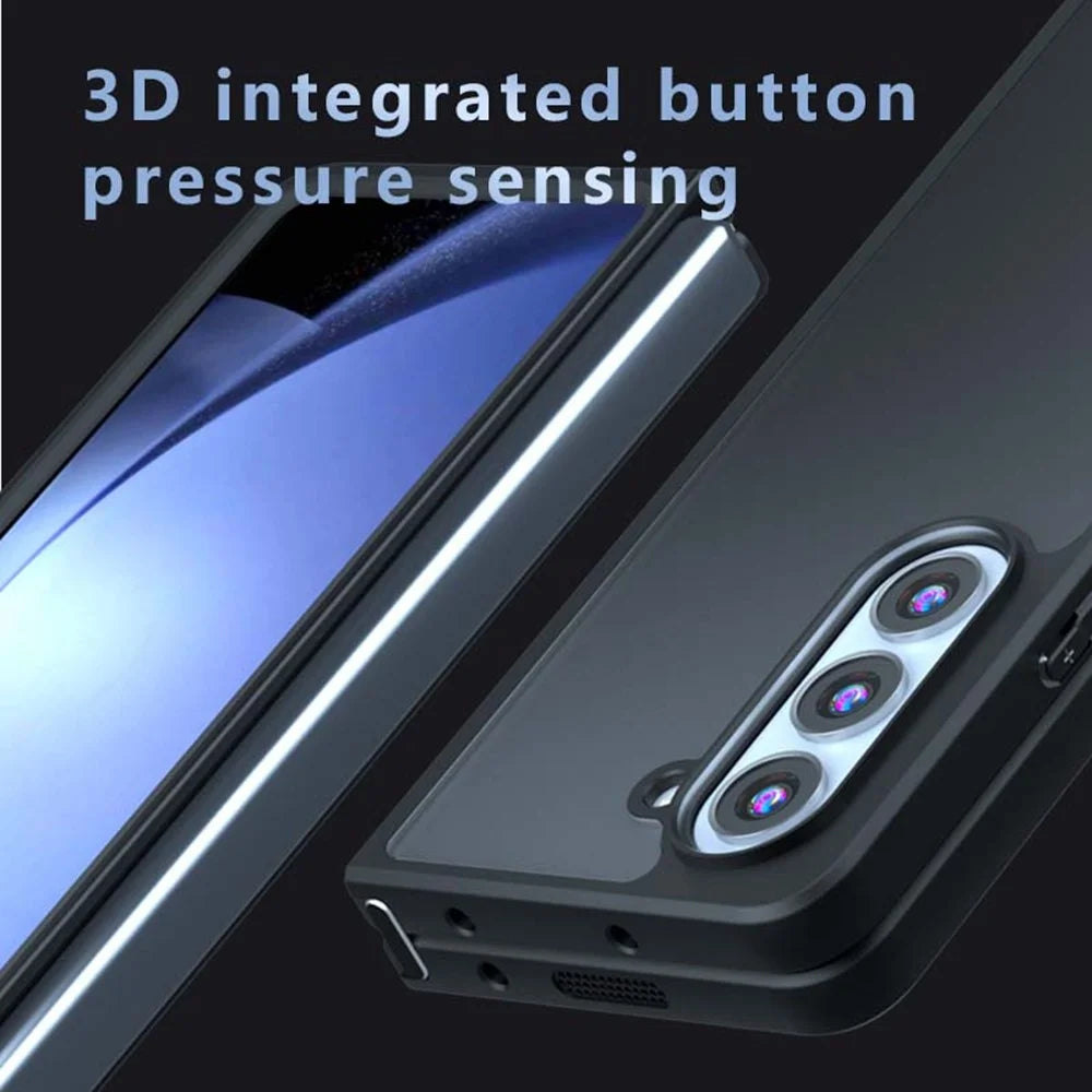For Samsung Galaxy Z Fold5 5G Case Skin-Touch TPU + PC Matte Phone Back Cover, Transparent Black - 3