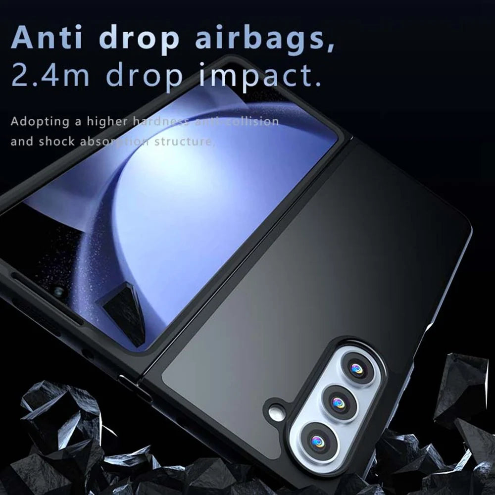 For Samsung Galaxy Z Fold5 5G Case Skin-Touch TPU + PC Matte Phone Back Cover, Transparent Black - 4