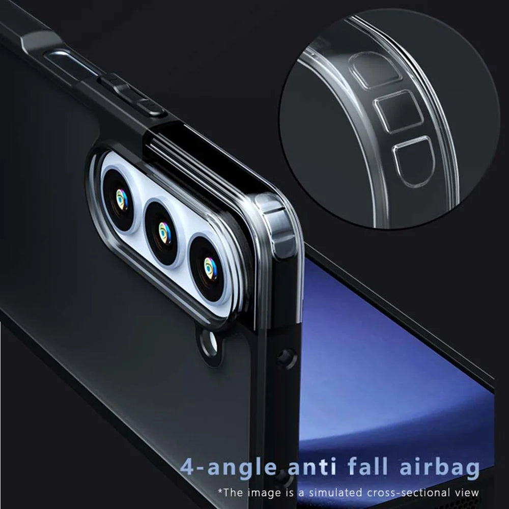 For Samsung Galaxy Z Fold5 5G Case Skin-Touch TPU + PC Matte Phone Back Cover, Transparent Black - 5