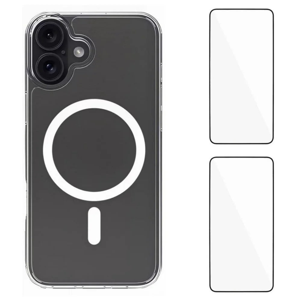 WANLONFENG LM1 Series For iPhone 17 Clear Case Compatible with MagSafe with 2Pcs Screen Films (Big Lens Hole) - 1
